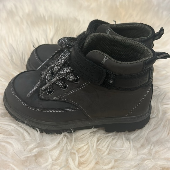 2/$28 Carter’s Dressy Boots With Laces and Velcro Black & Gray Charcoal Size 9 - Picture 3 of 6